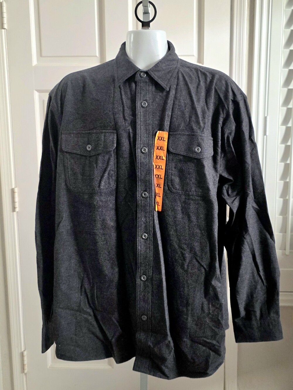 Grizzly Mountain Flannel Shirt Mens XXL 2XL Gray Long Sleeve Button Up 2-Pocket
